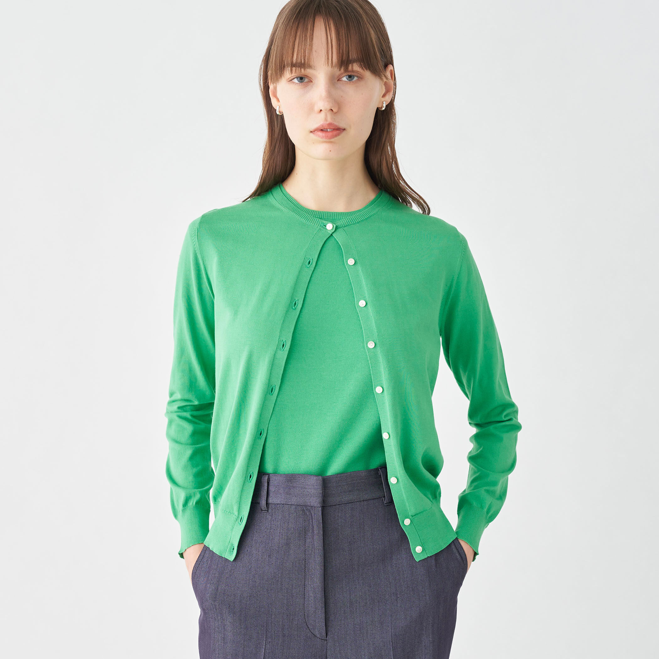 ハイゲージコットン クルーネックカーディガン｜トゥモローランド 公式通販