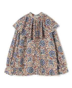 ラメカットジャカード ワイドカラーブラウス