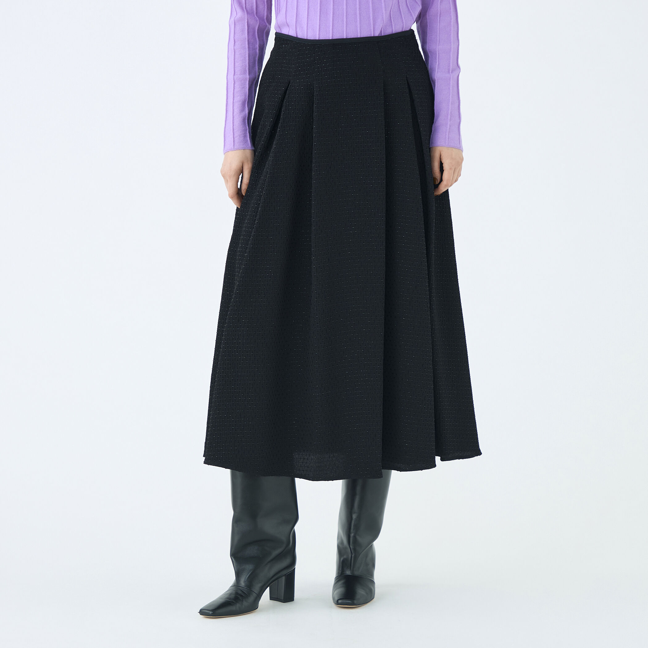 フィルムボーダー ミックスタックフレアスカート｜トゥモローランド