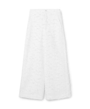 フラワーカットジャカード セミワイドパンツ