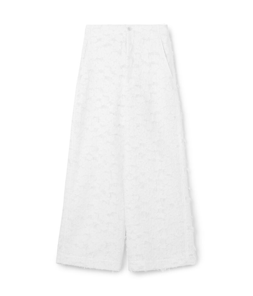 フラワーカットジャカード セミワイドパンツ