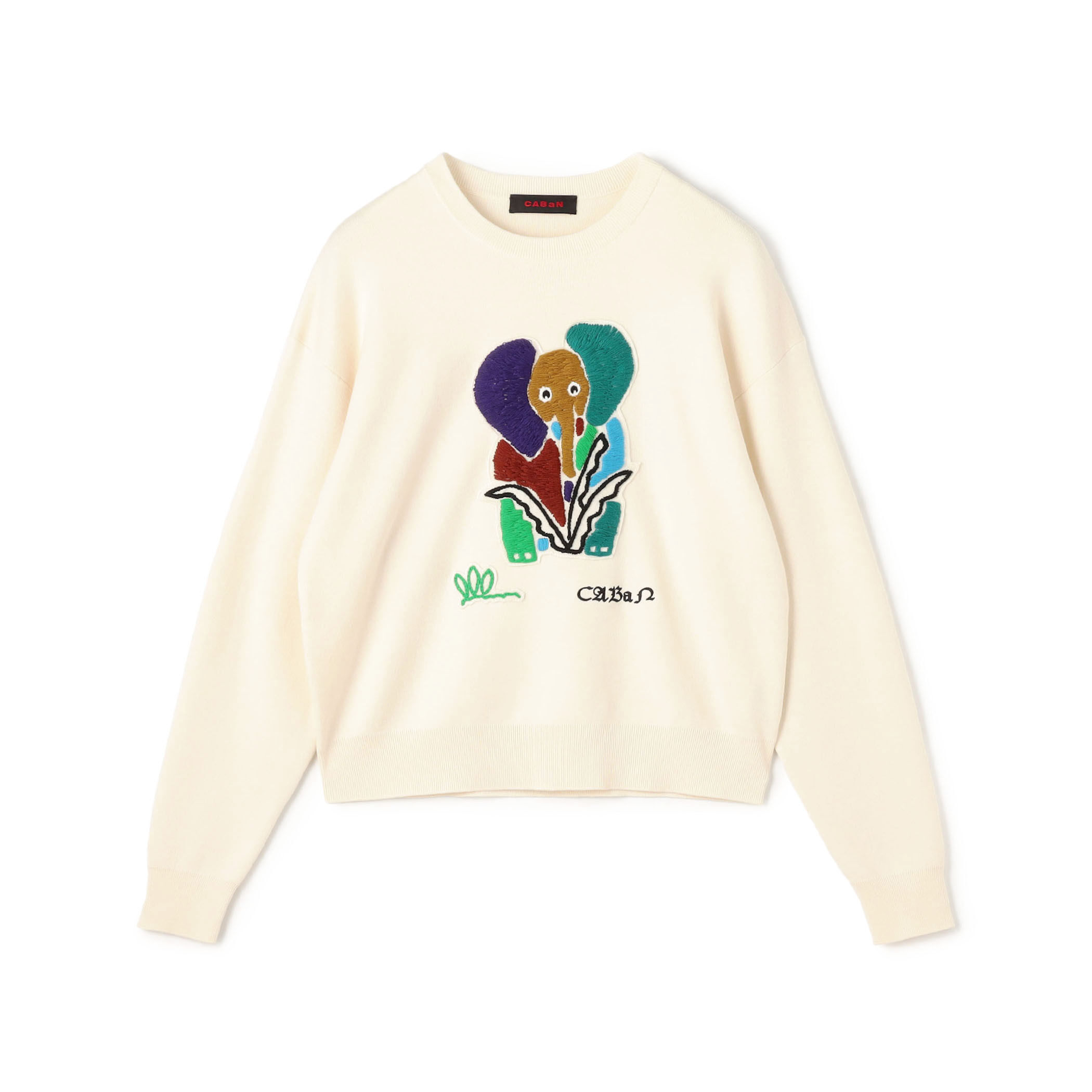 CABaN コットンカシミヤ Elephantエンブロイダリークルーネック CABaN コットンカシミヤ Elephantエンブロイダリークルーネック