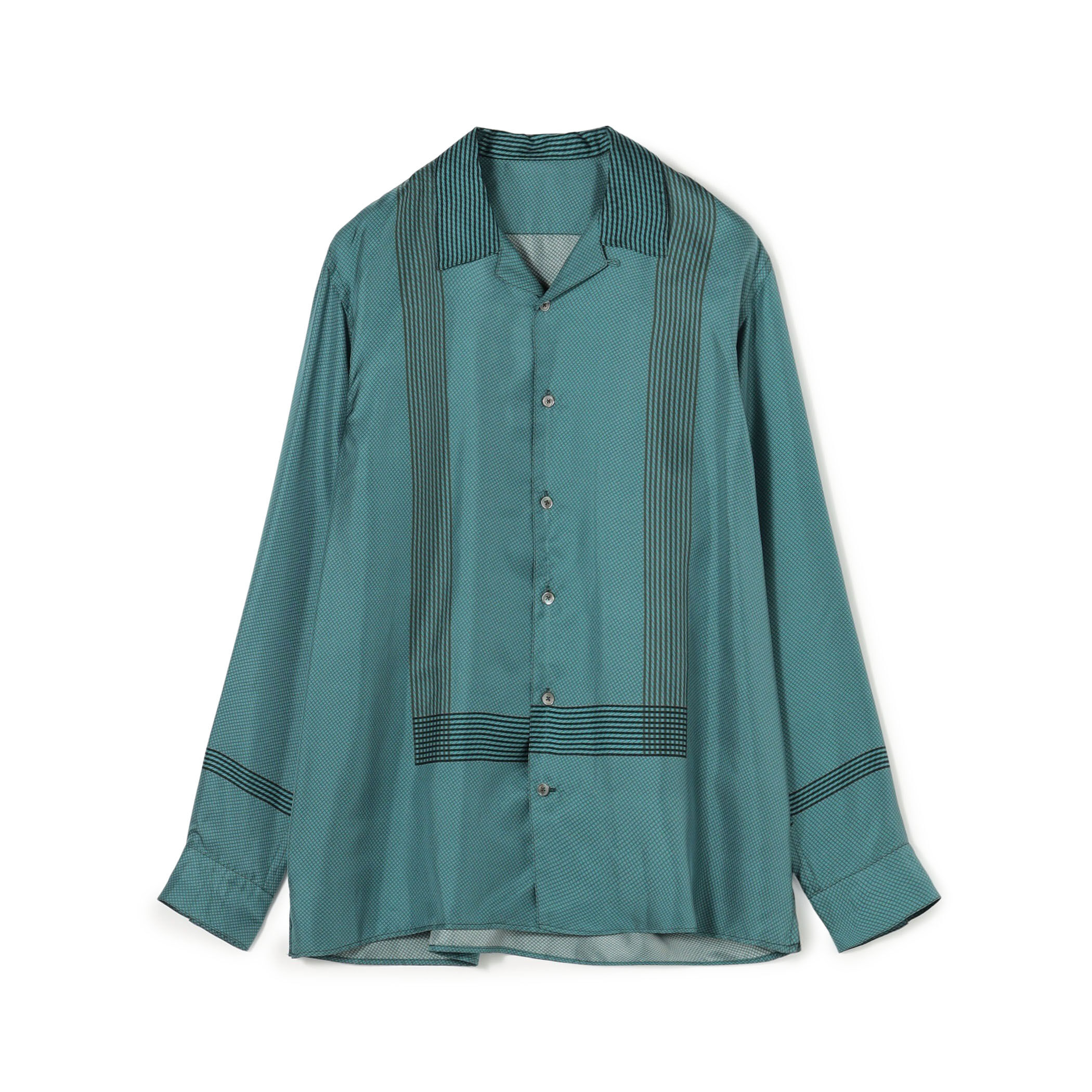 シルクツイル パネルプリント オープンカラーシャツ｜トゥモローランド