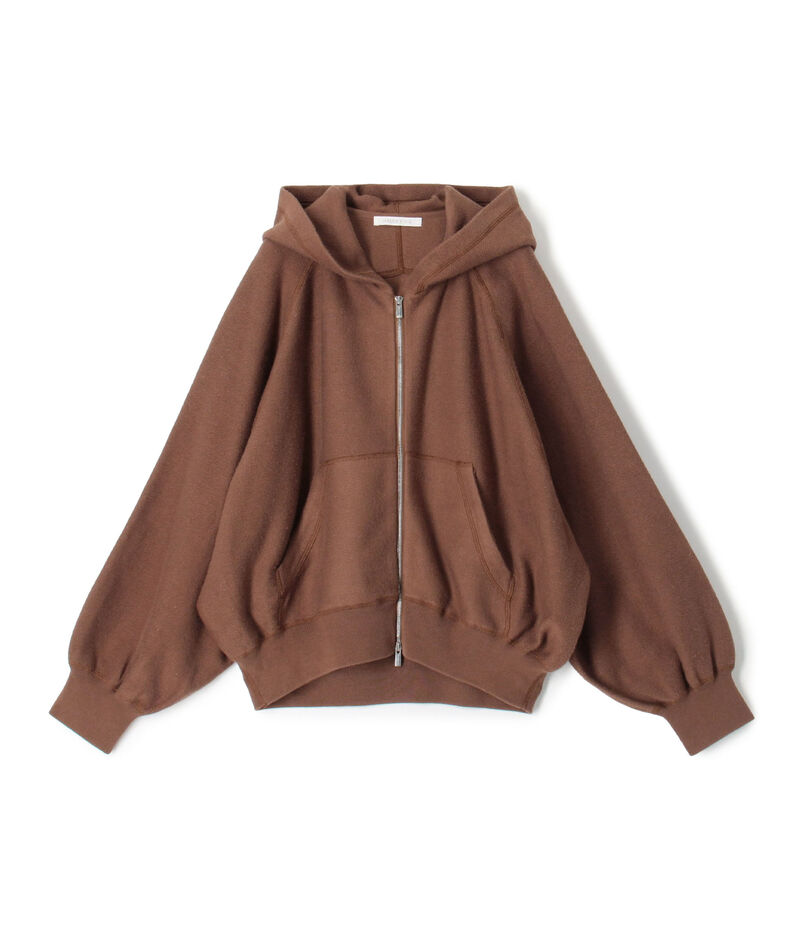 コットンナイロンスエットニット ジップアップパーカ