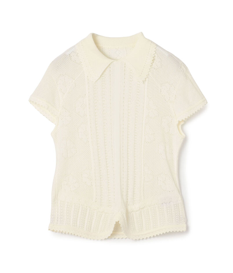 Mame Kurogouchi Lace Stripe Knitted Top