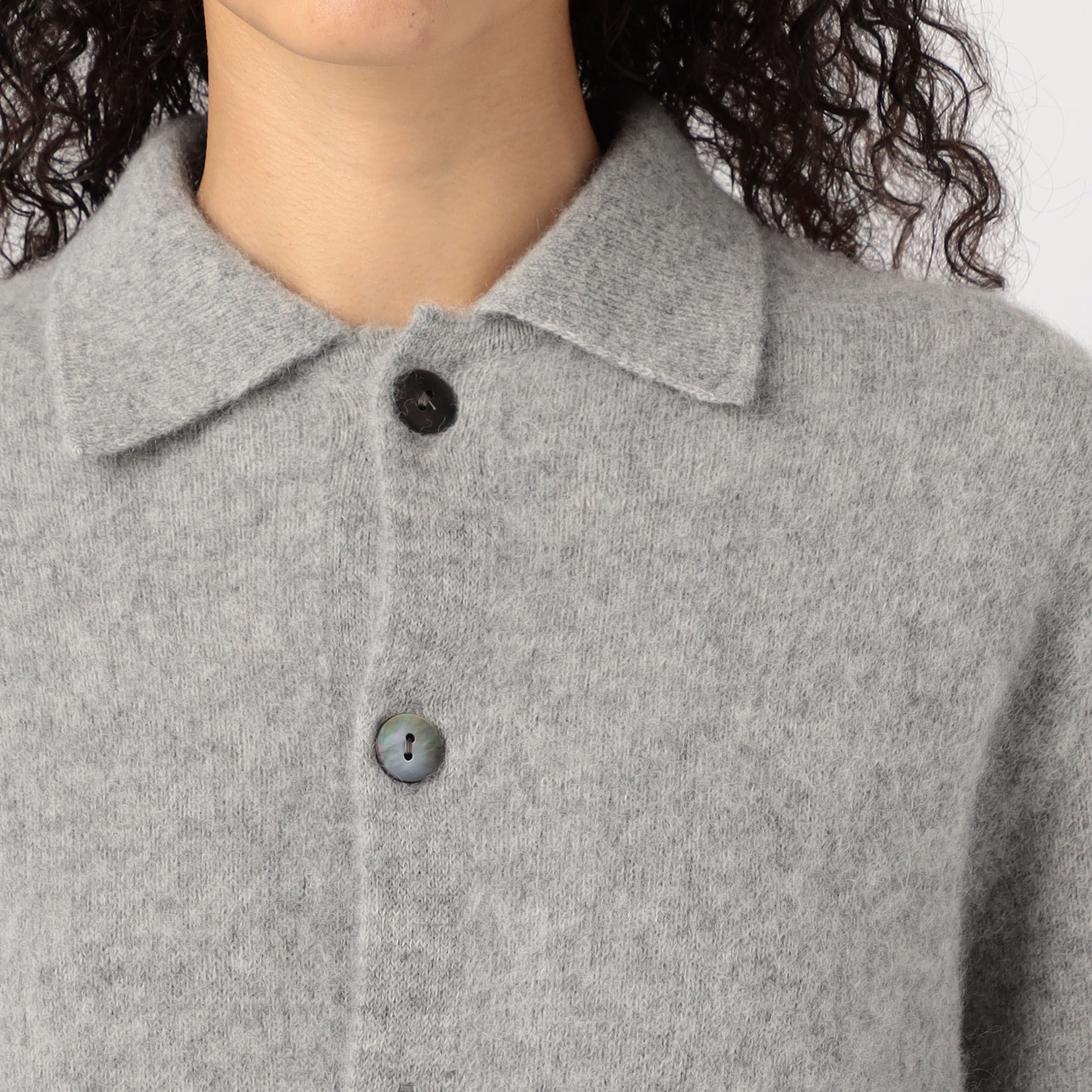 ATON ベビーアルパカモックネックカーディガン グレー ATON ベビー