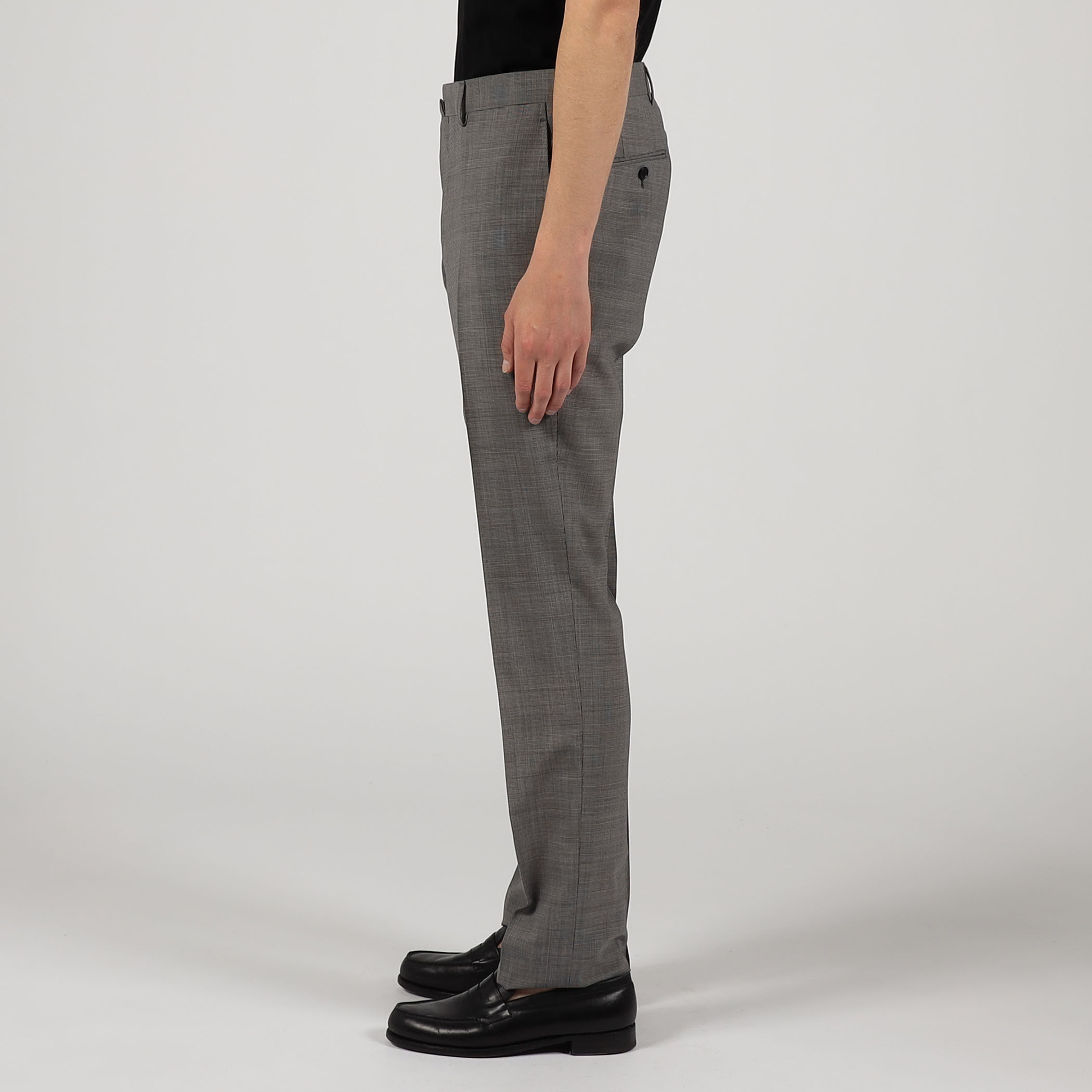 □Super120'sウールポリエステル ノープリーツスリムスラックス