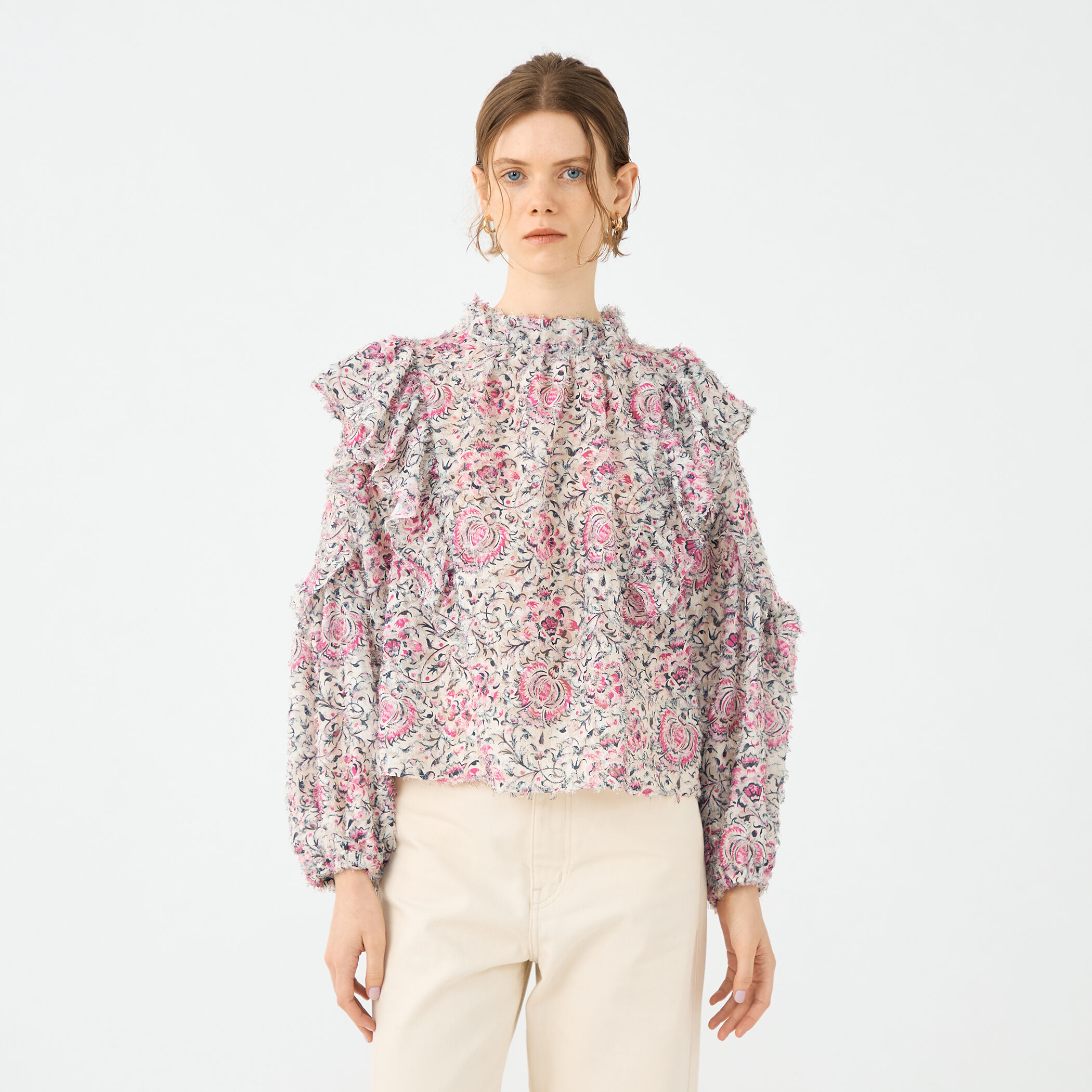 ラメカットジャカード フリルブラウス｜トゥモローランド 公式通販