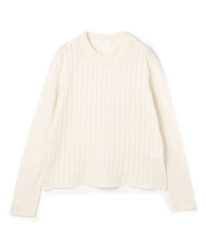 Mongolian cashmere cable stitches Crew Neck Pullover