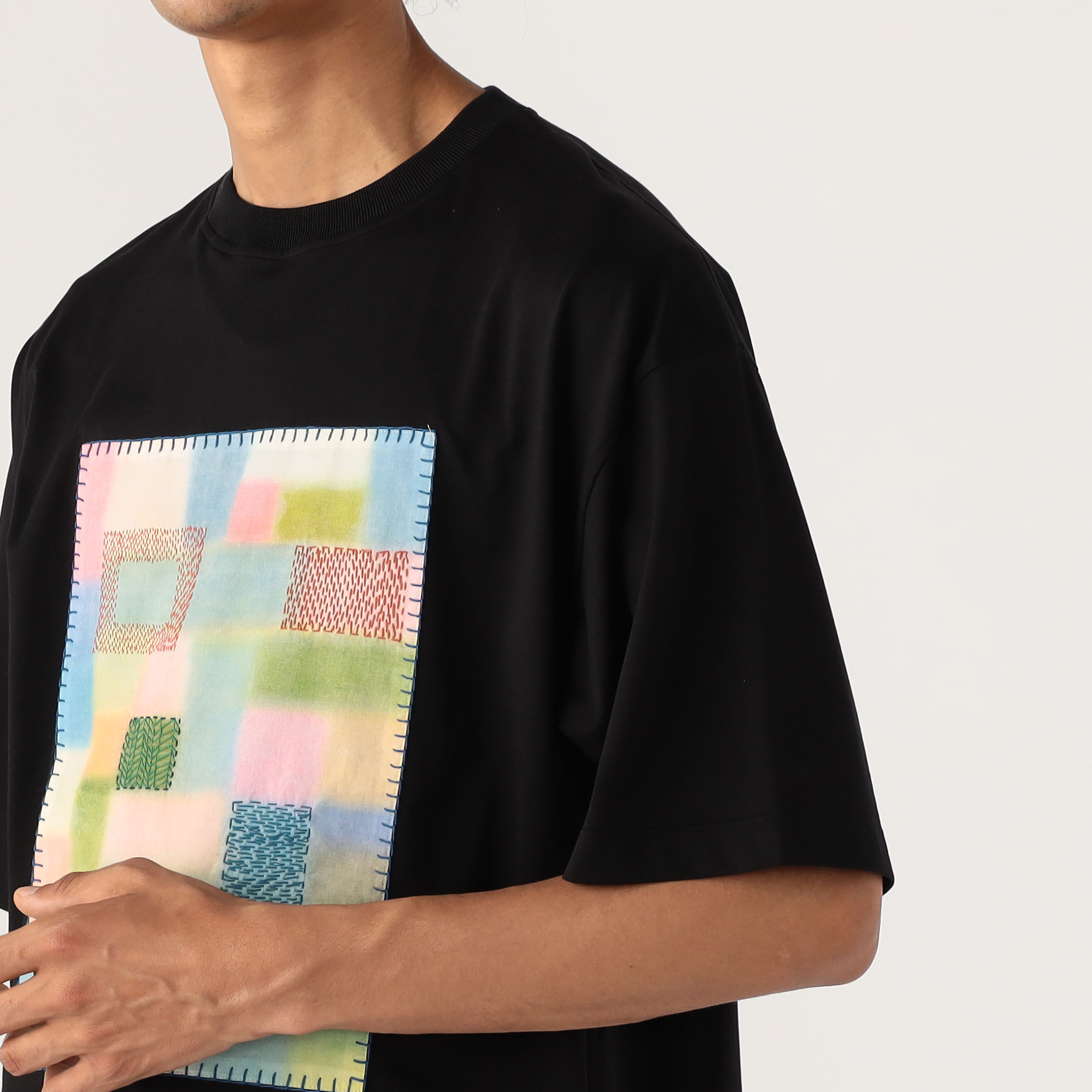 CABaN スビンコットン モザイクプリントTシャツ