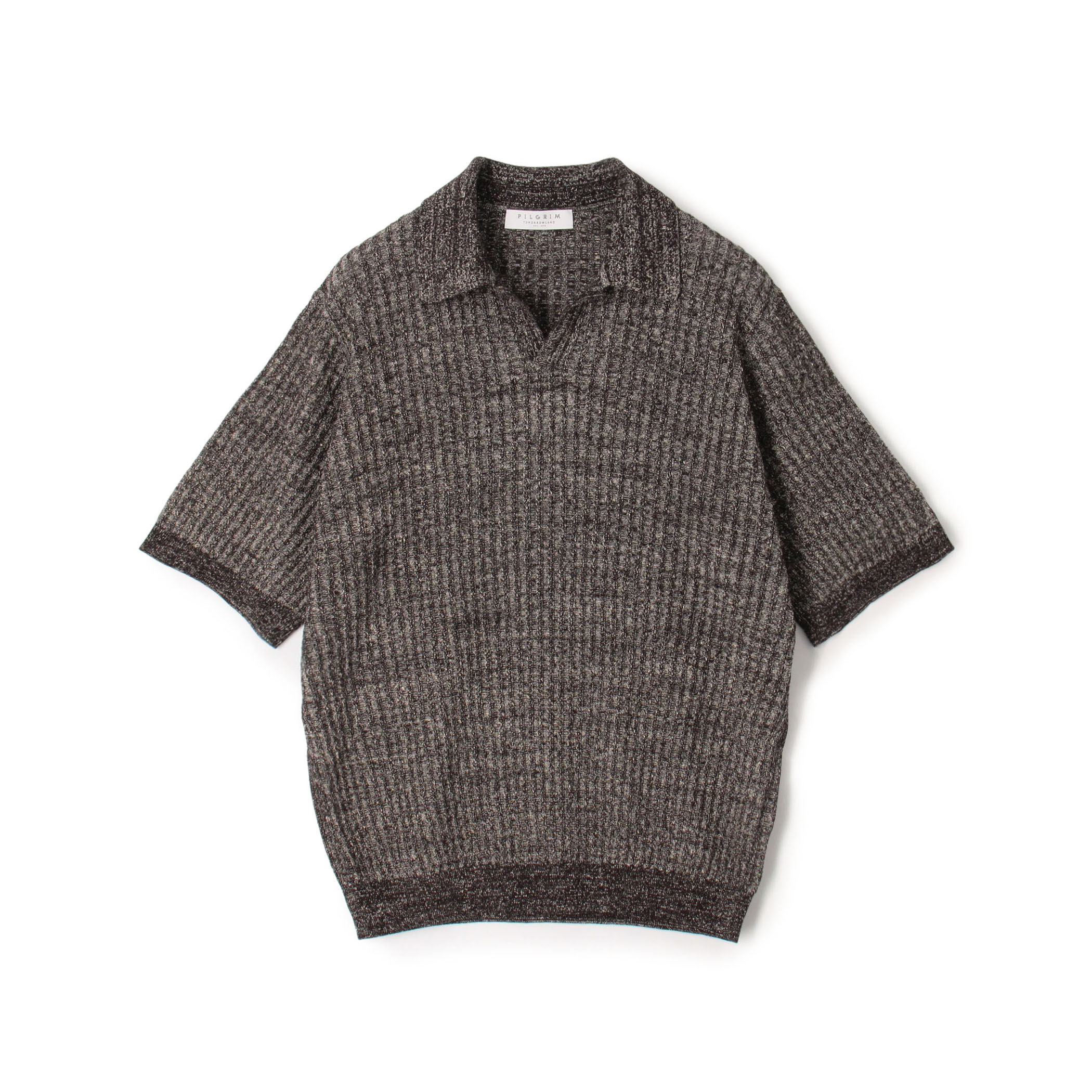リネンコットンナイロンプレーティング スキッパーニット
