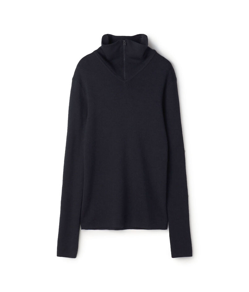 エクストラファインメリノウール ジップアッププルオーバー