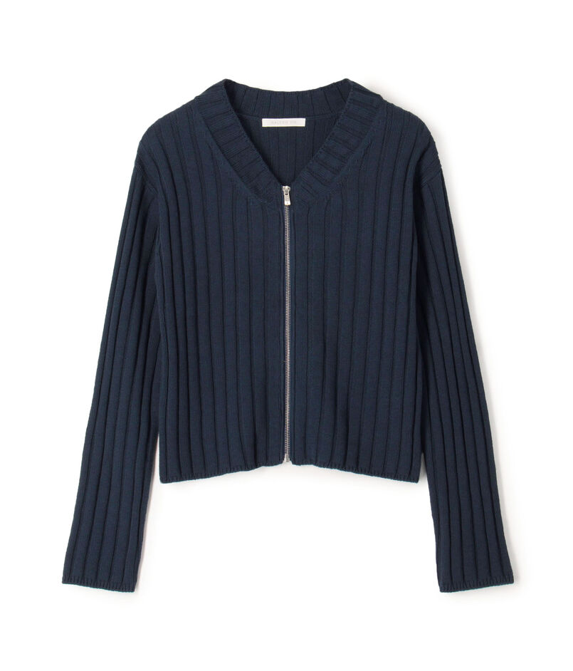 ■ワイドリブ ジップアップカーディガン