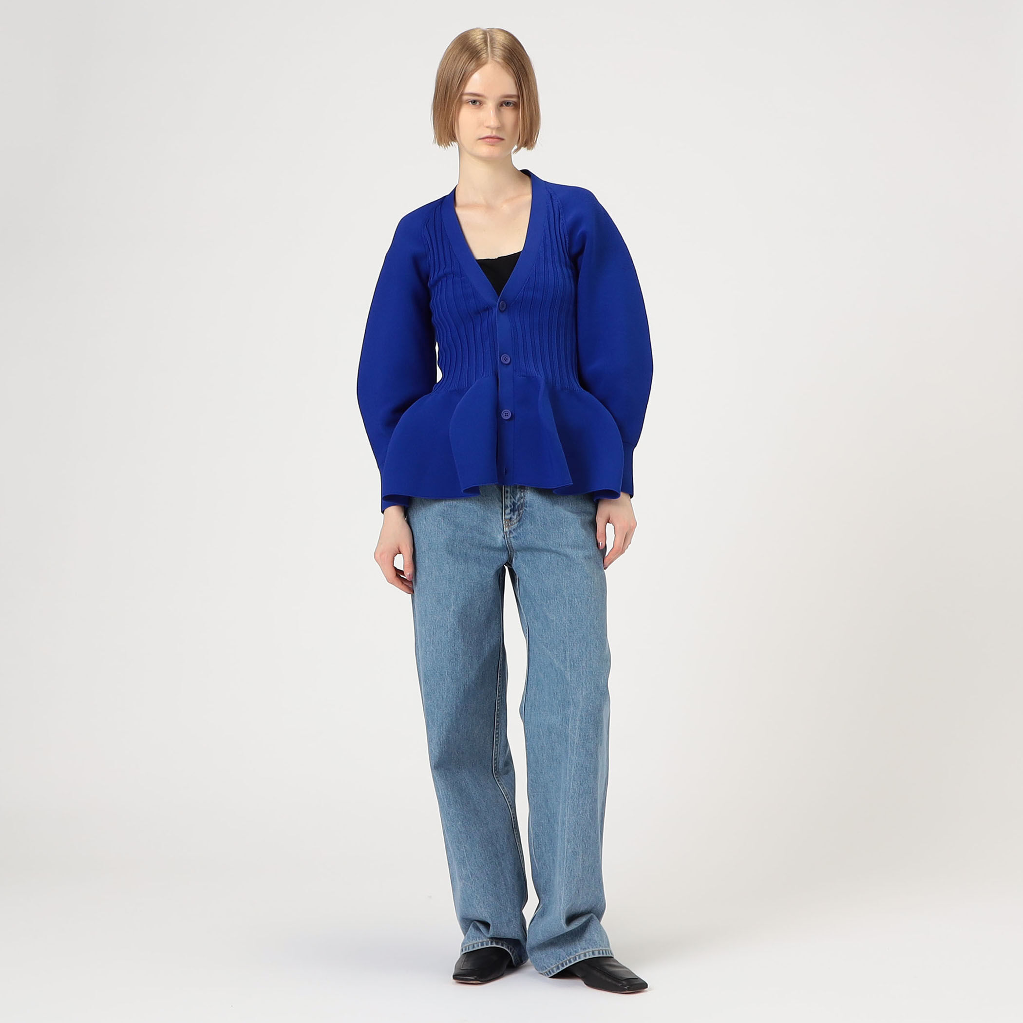 【美品】CFCL POTTERYカーディガン　ターコイズブルー　サイズ1 CFCL POTTERY PUFF SLEEVE CARDIGAN｜トゥモローランド 公式通販