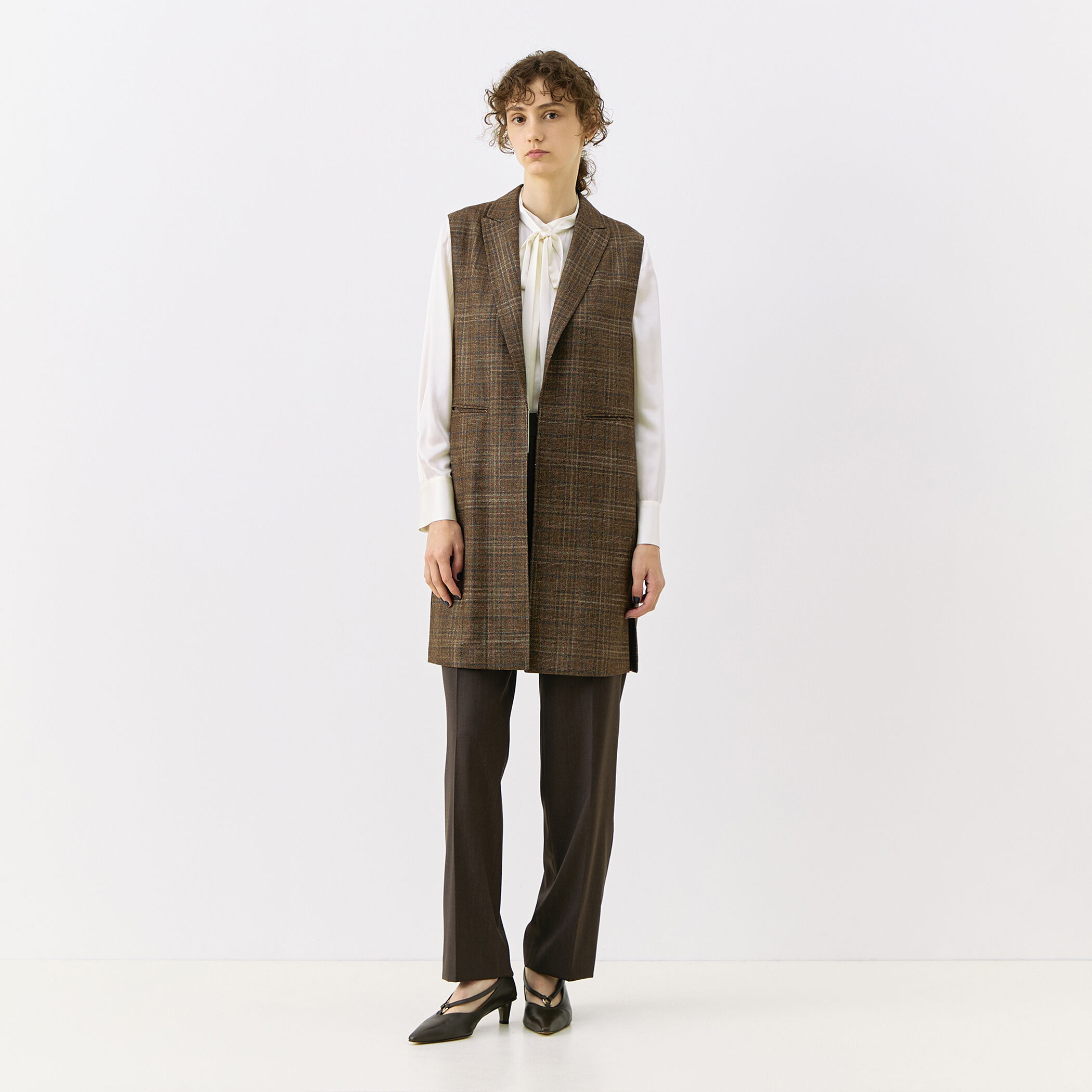 SILK AIR GLEN CHECK ロングジレ｜トゥモローランド 公式サイト