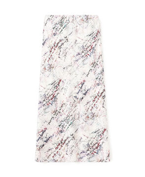 Message Wall print Elastic Straight Skirts