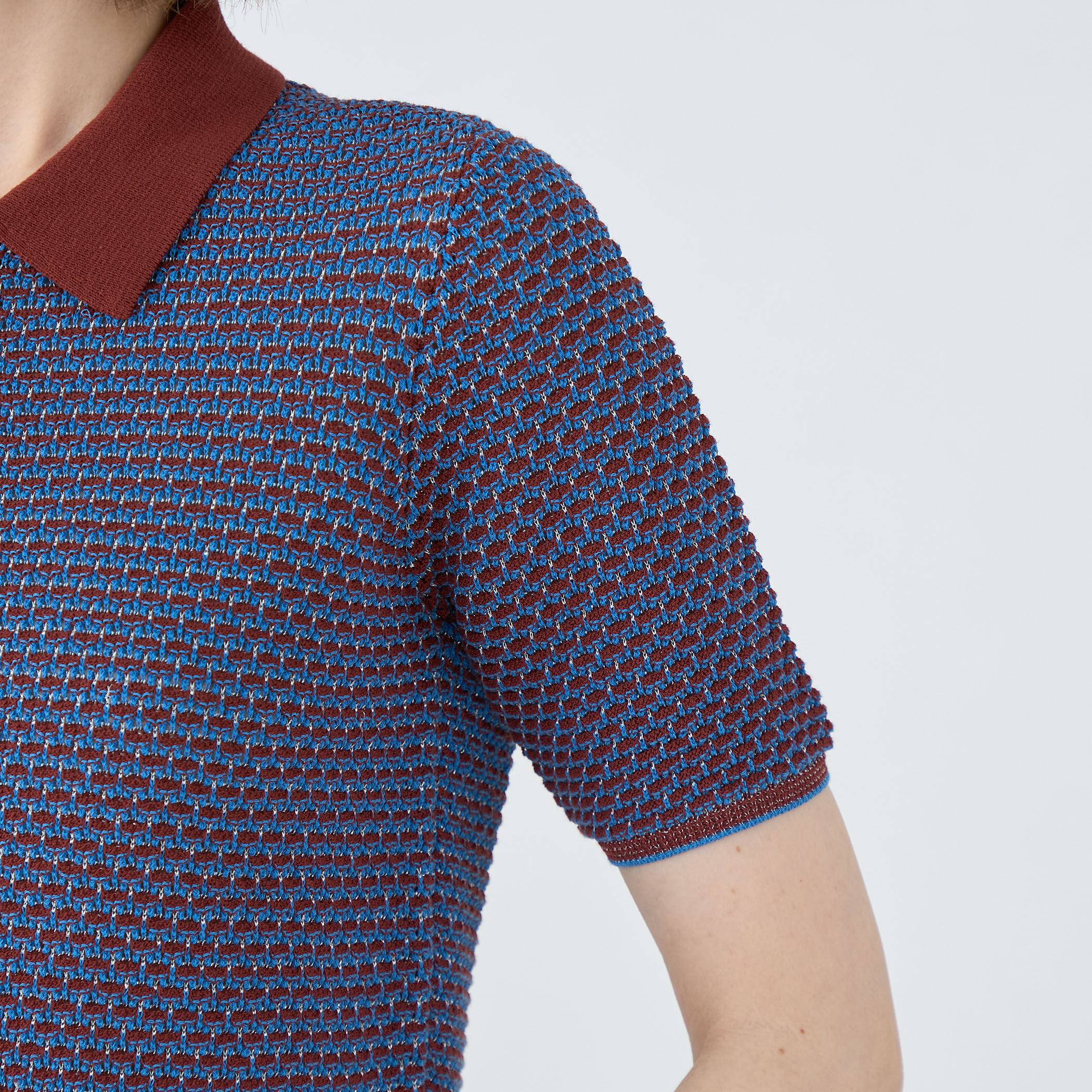 コットンナイロンラメボーダー ポロプルオーバー｜トゥモローランド