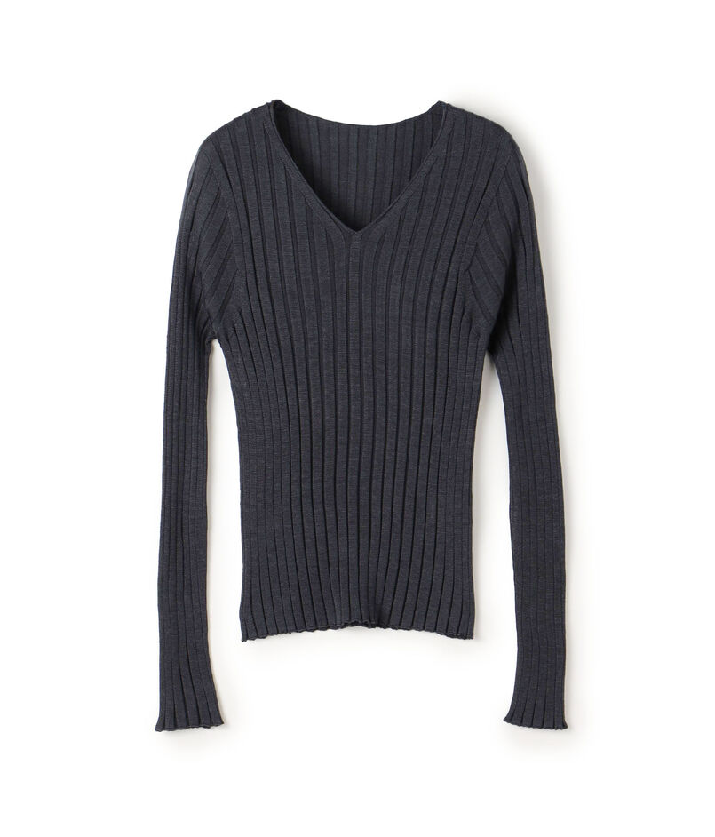 ドメスティックスパンシルク Vネックプルオーバー