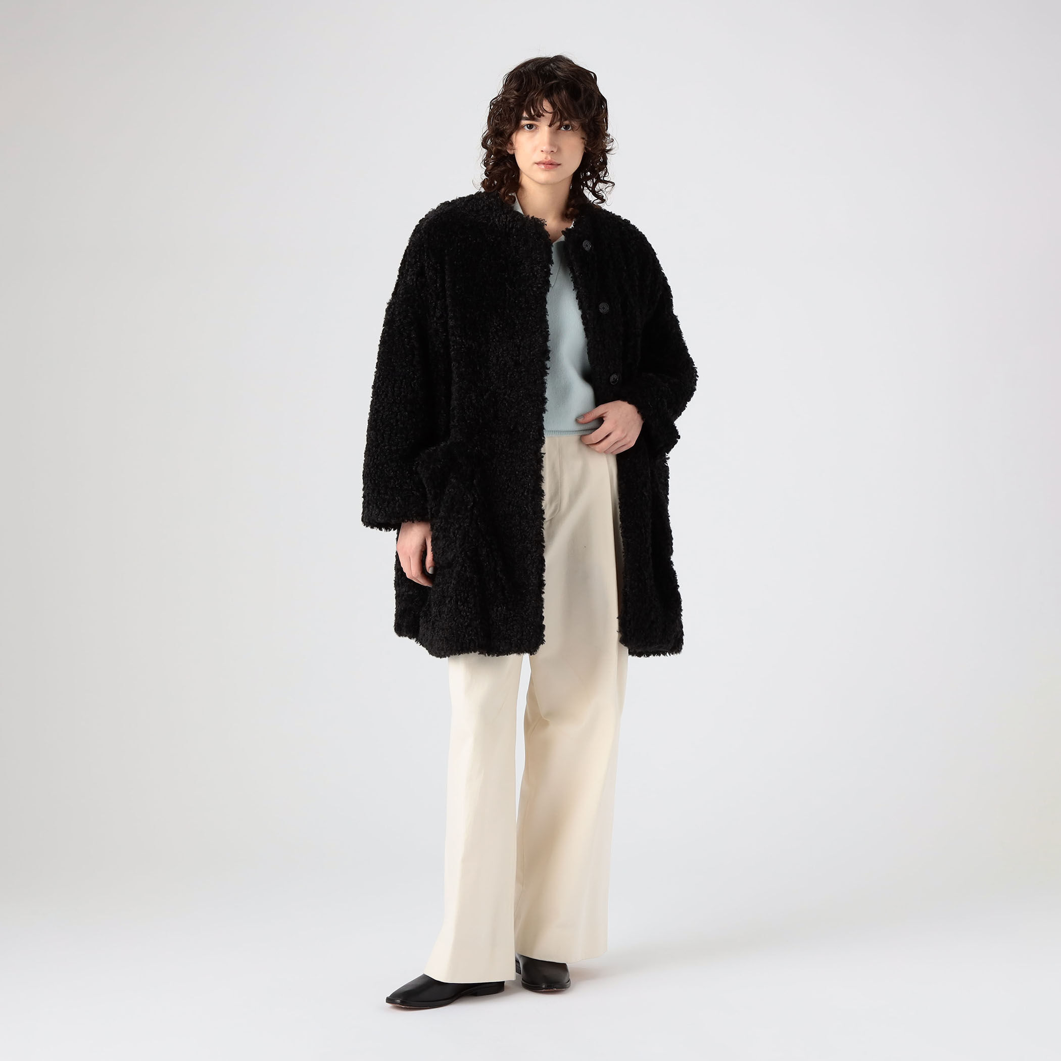 □MACKINTOSH NEW HUMBIE ノーカラーエコファーコート