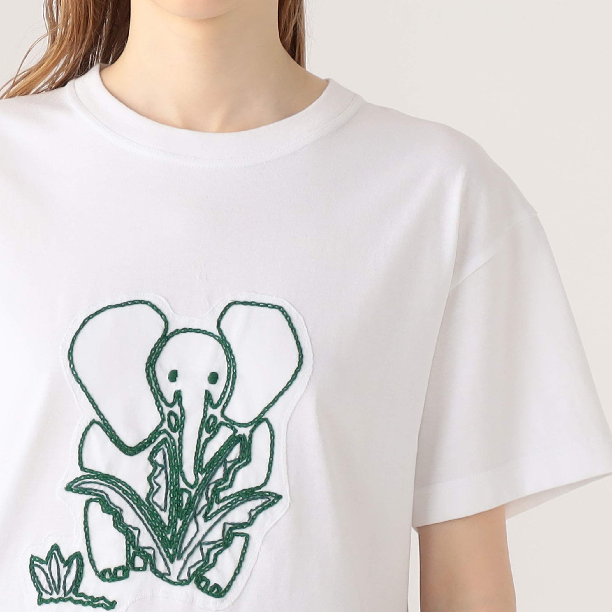 ドライスビンコットン ELEPHANTエンブロイダリー Tシャツ