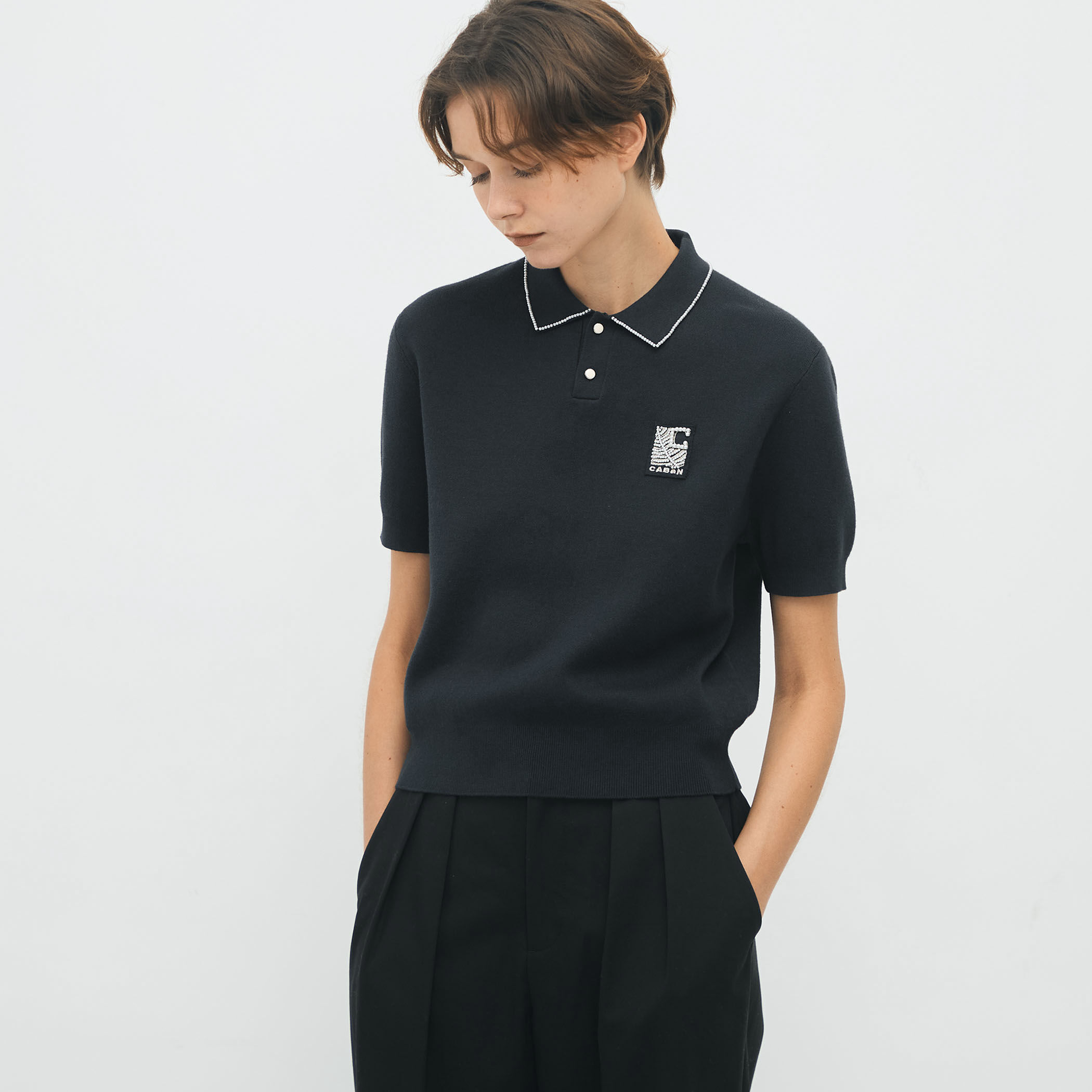 最大80％オフ CABaN パールポロプルオーバー コットンカシミヤ トップス