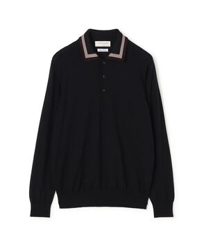TOMORROWLAND tricot スーパーファインメリノウール ラインニットポロシャツ S-WOOL