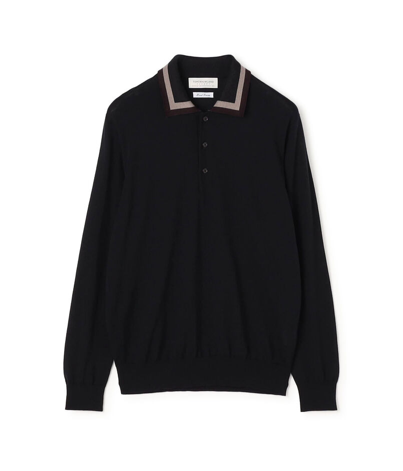 TOMORROWLAND tricot スーパーファインメリノウール ラインニットポロシャツ S-WOOL