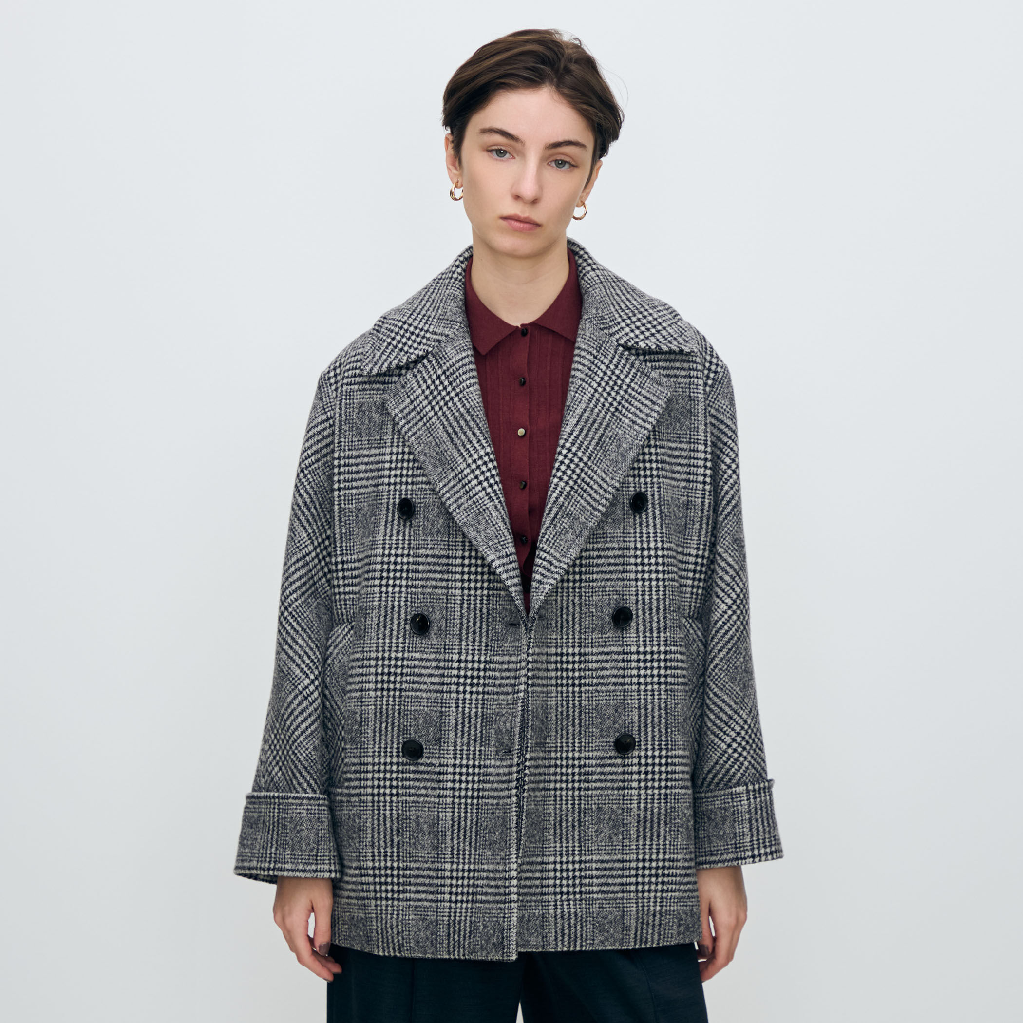 カシミヤグレンチェック ダブルブレストコート｜トゥモローランド 公式通販