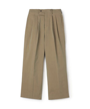コットンナイロンツイル 2タックワイドストレートパンツ