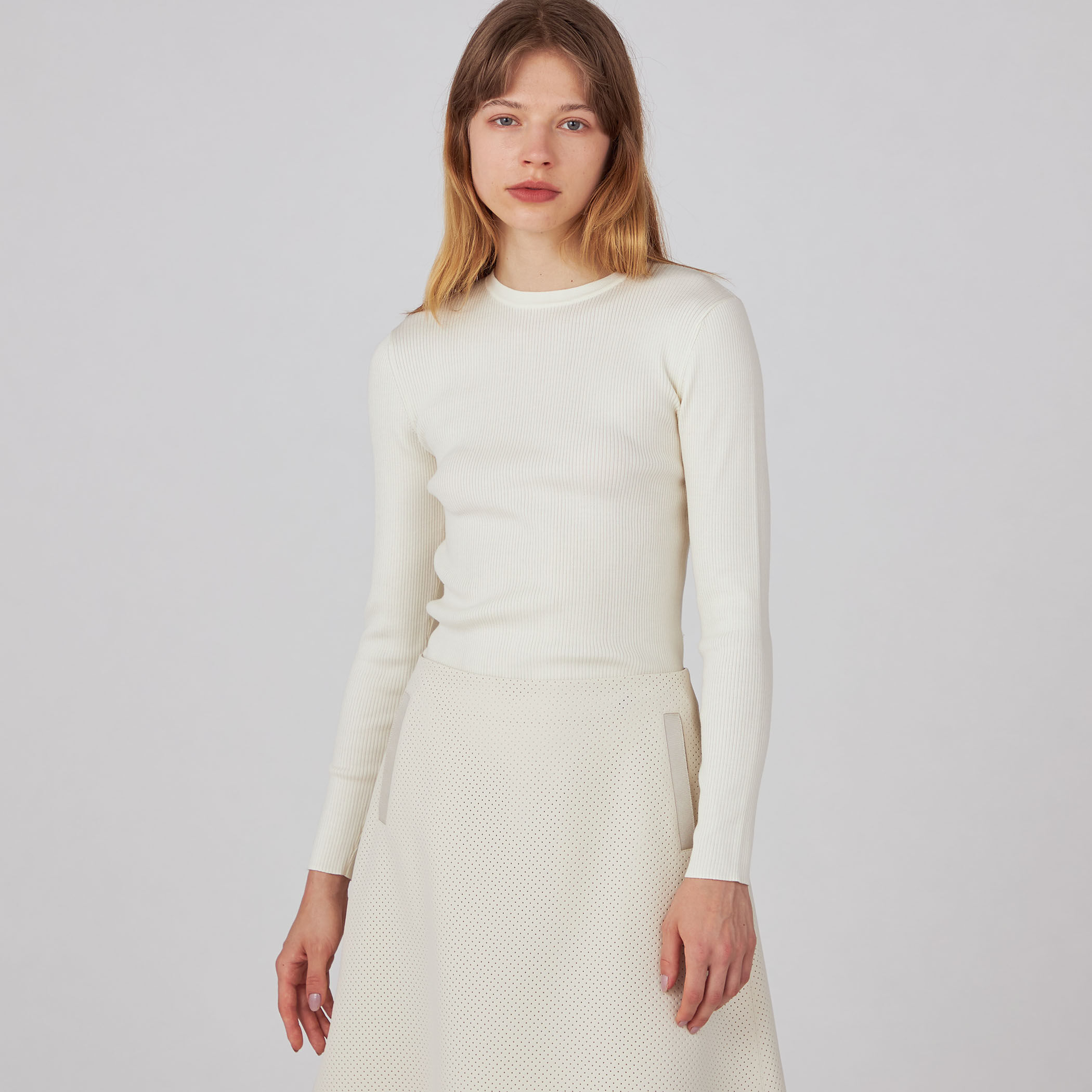 スーパーエクストラファインウールリブ クルーネックプルオーバー