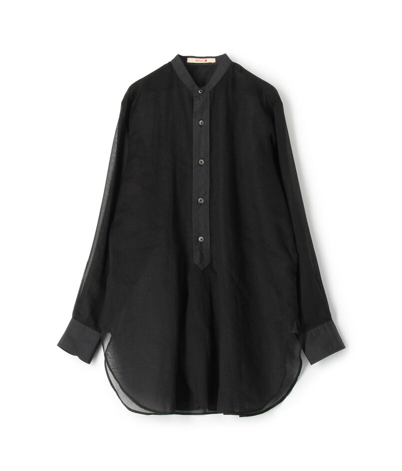 〈MORE10%OFF対象〉■■■オーガンジーコンビ バンドカラーシャツ