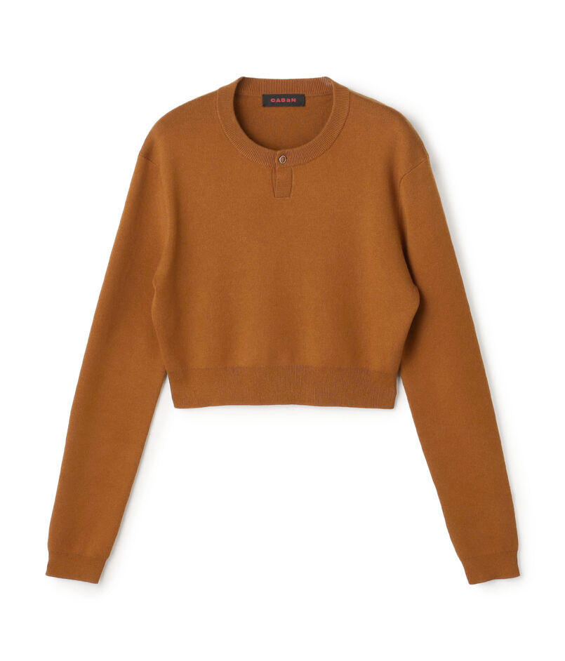 コットンカシミヤ ヘンリーネッククロップドプルーバー