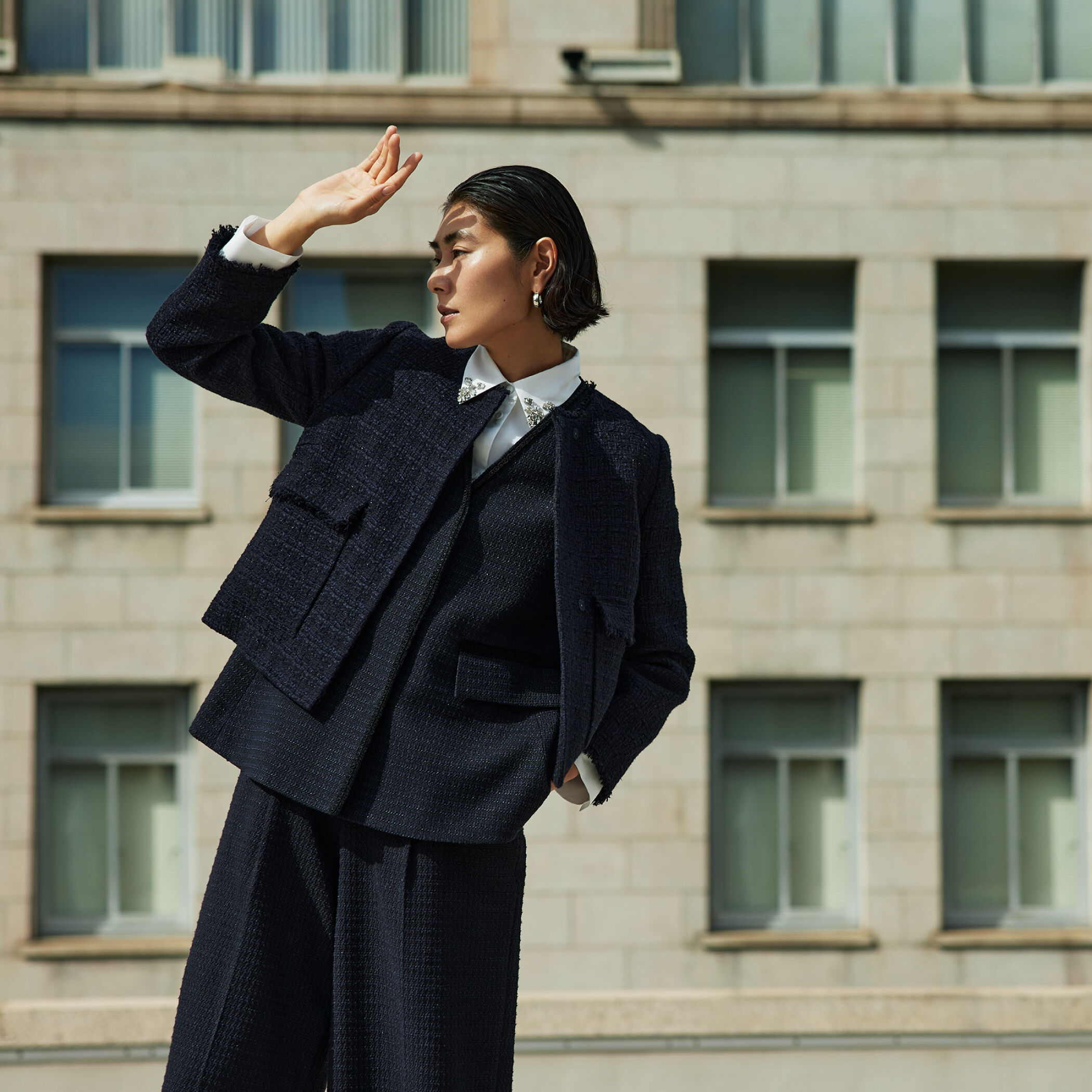 ラメミックスツイード セミダブルクルージャケット｜トゥモローランド