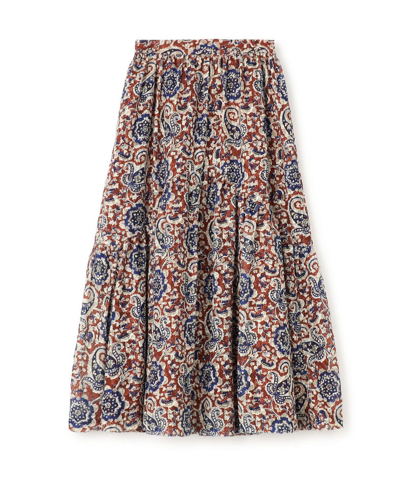 ポリエステルプリント ティアードマキシスカート