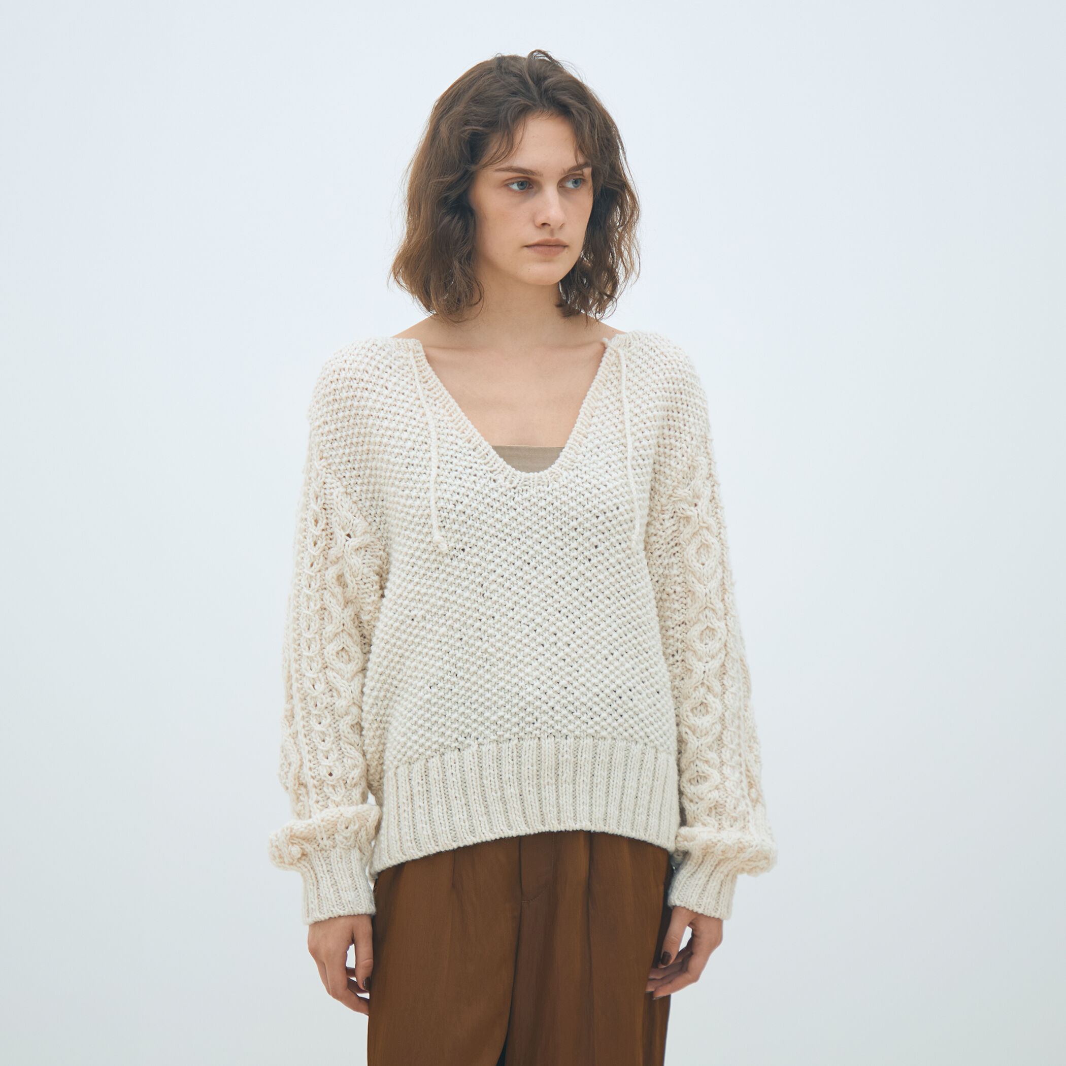 トゥモローランド ハンドニット ジャガード クルーネック 手編み セーター セール】 ハンドクロシェ クルーネックニットジャケット （ノーカラー