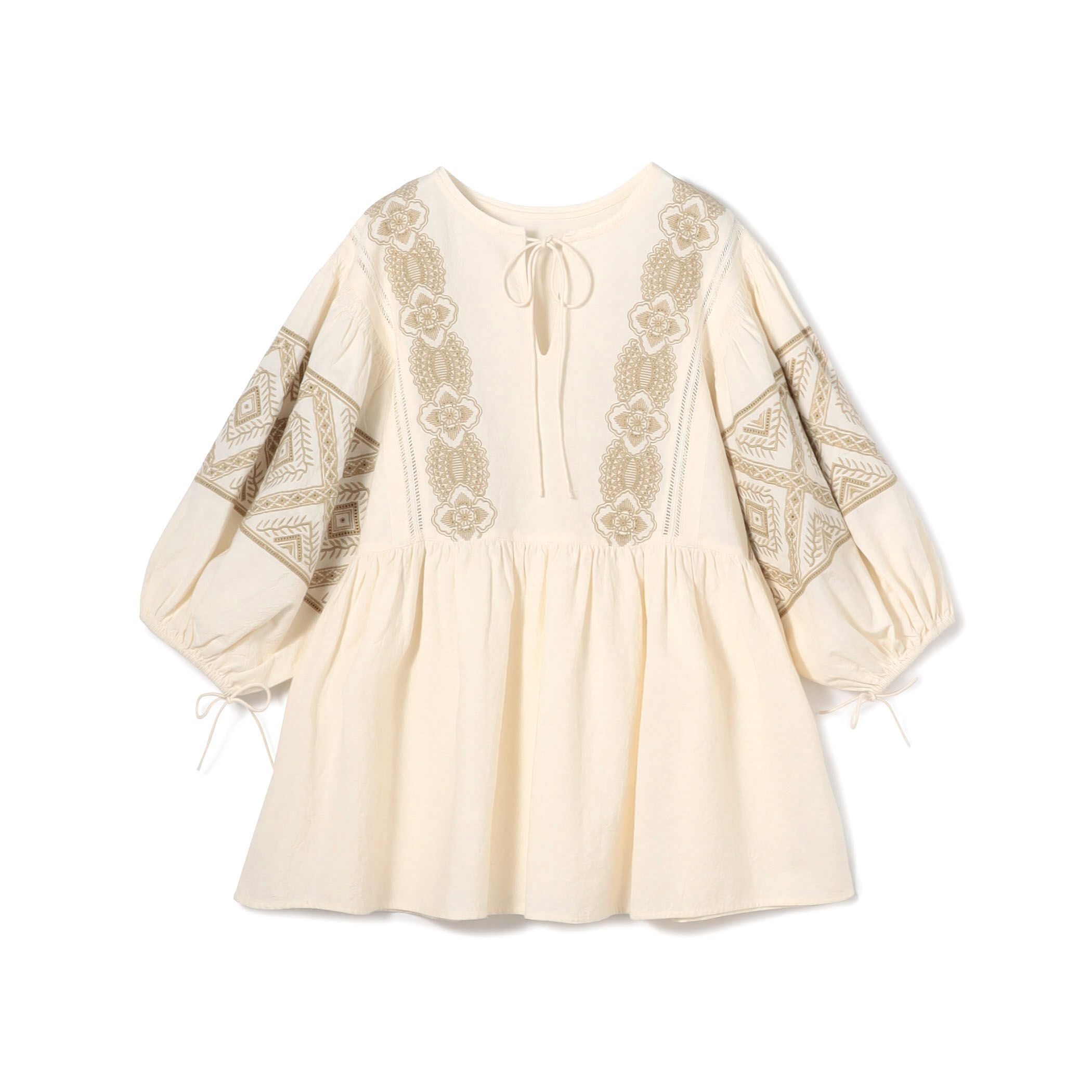 AMERI アメリ エンブロイダリー刺繍入り ブラウス バルーンスリーブ 黒 AMERI アメリ エンブロイダリー刺繍入り ブラウス バルーンスリーブ 黒