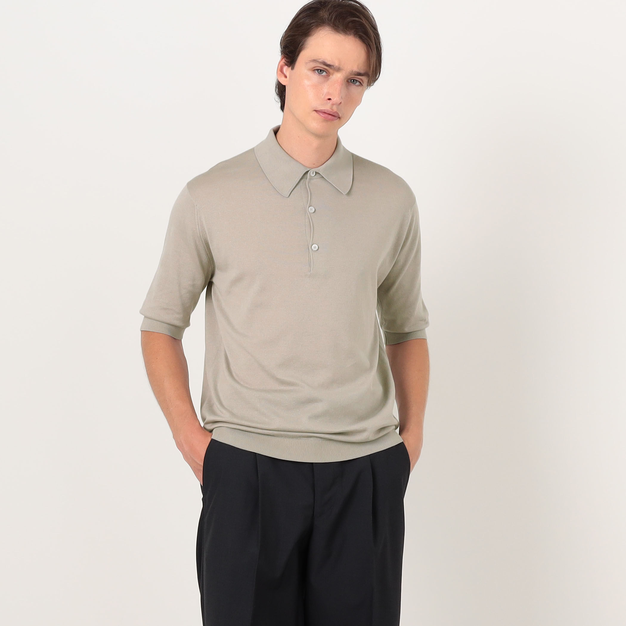 別注J】JOHN SMEDLEY 30Gシーアイランドコットン ニットポロ ISIS