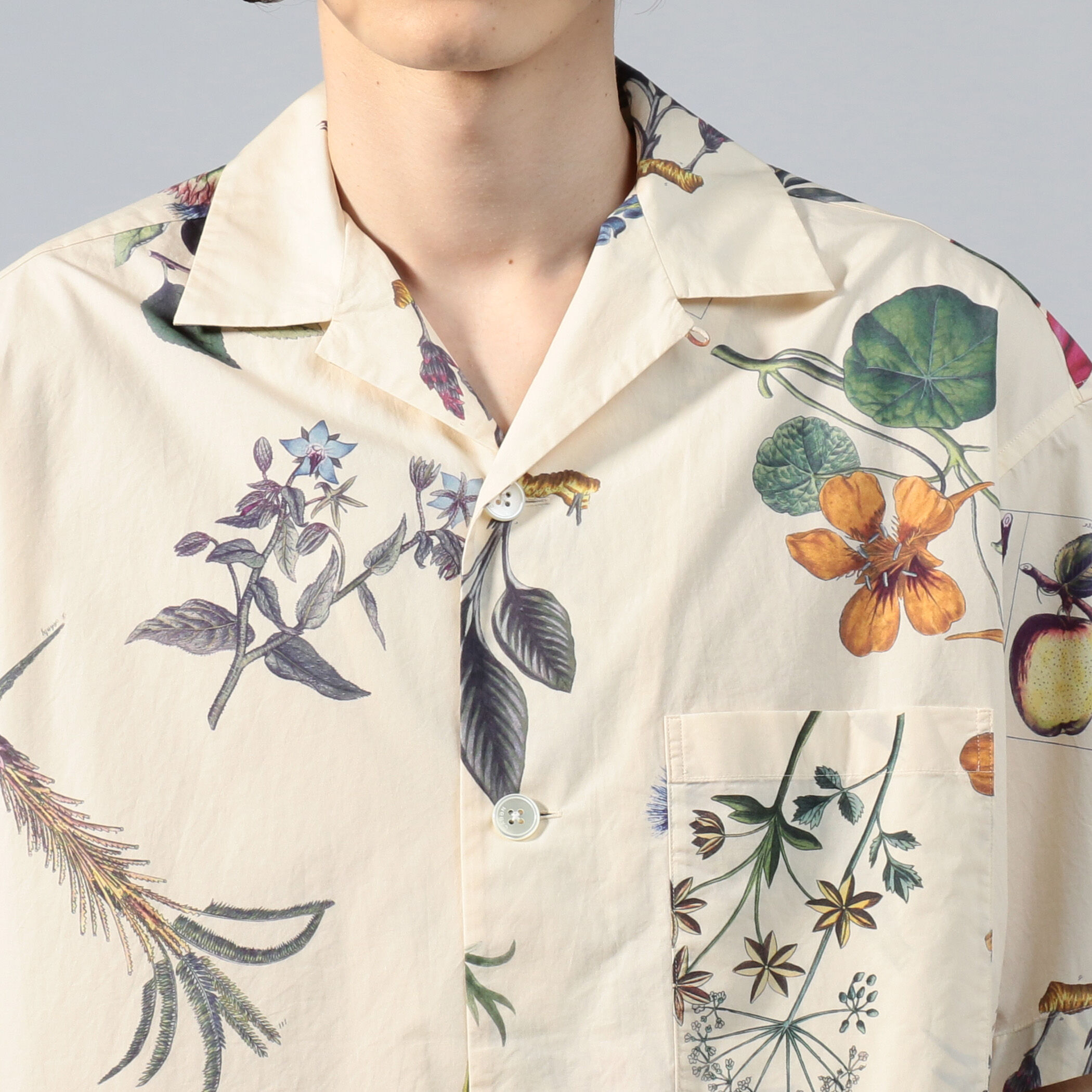 □CABaN NEW BOTANICAL コットン オープンカラーシャツ