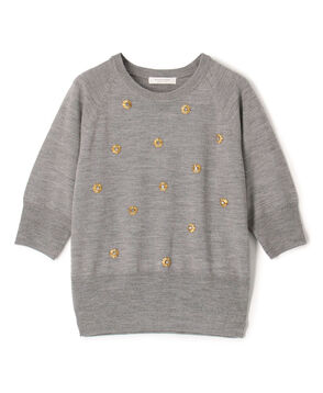 ウールビジュー ハーフスリーブプルオーバー