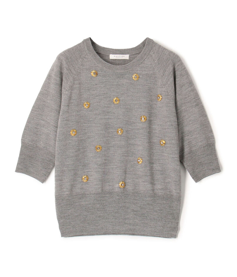 ウールビジュー ハーフスリーブプルオーバー