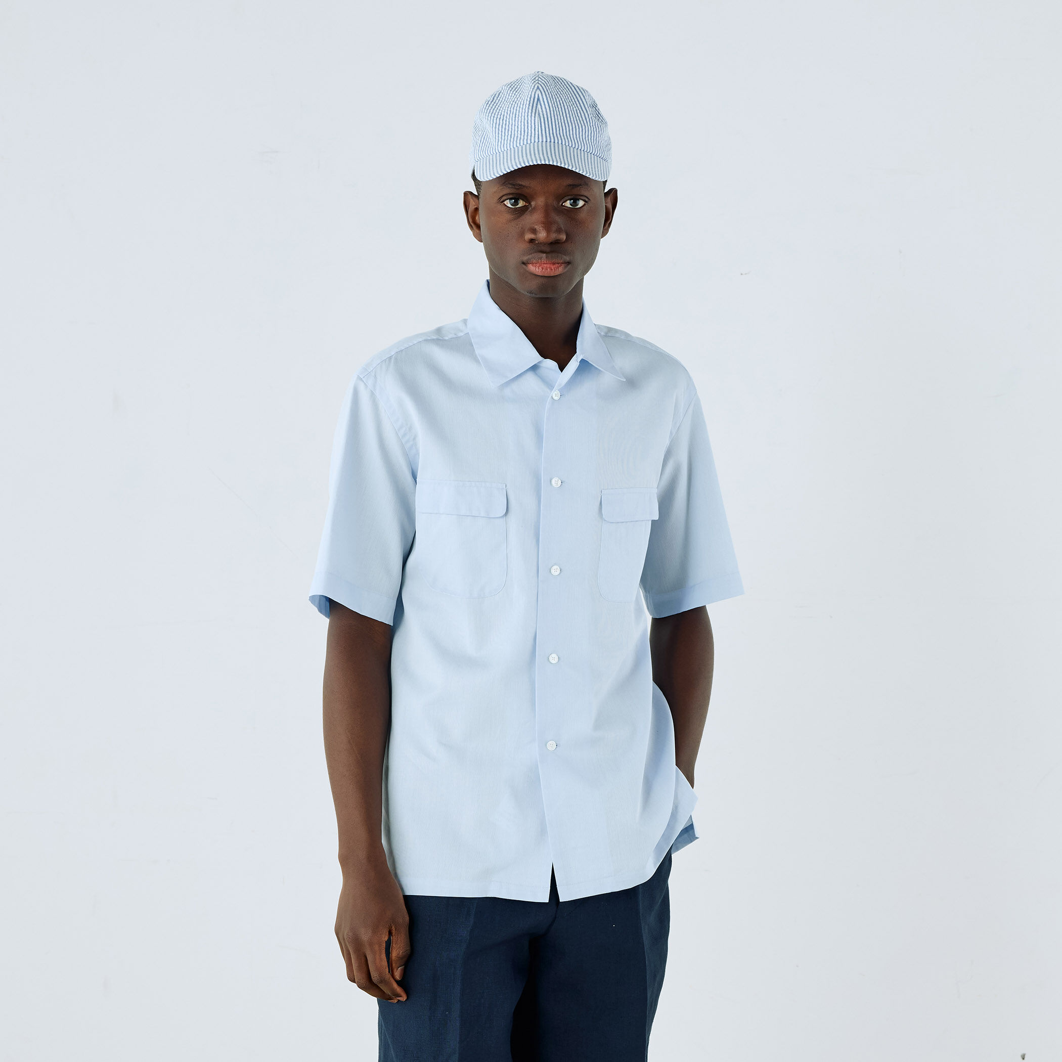 140/2コットンピケ ショートスリーブ ワンナップカラーシャツ