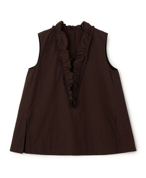 【WEB先行予約】コットンタイプライター フリルノースリーブブラウス