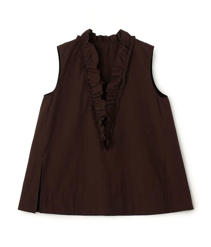 【WEB先行予約】コットンタイプライター フリルノースリーブブラウス