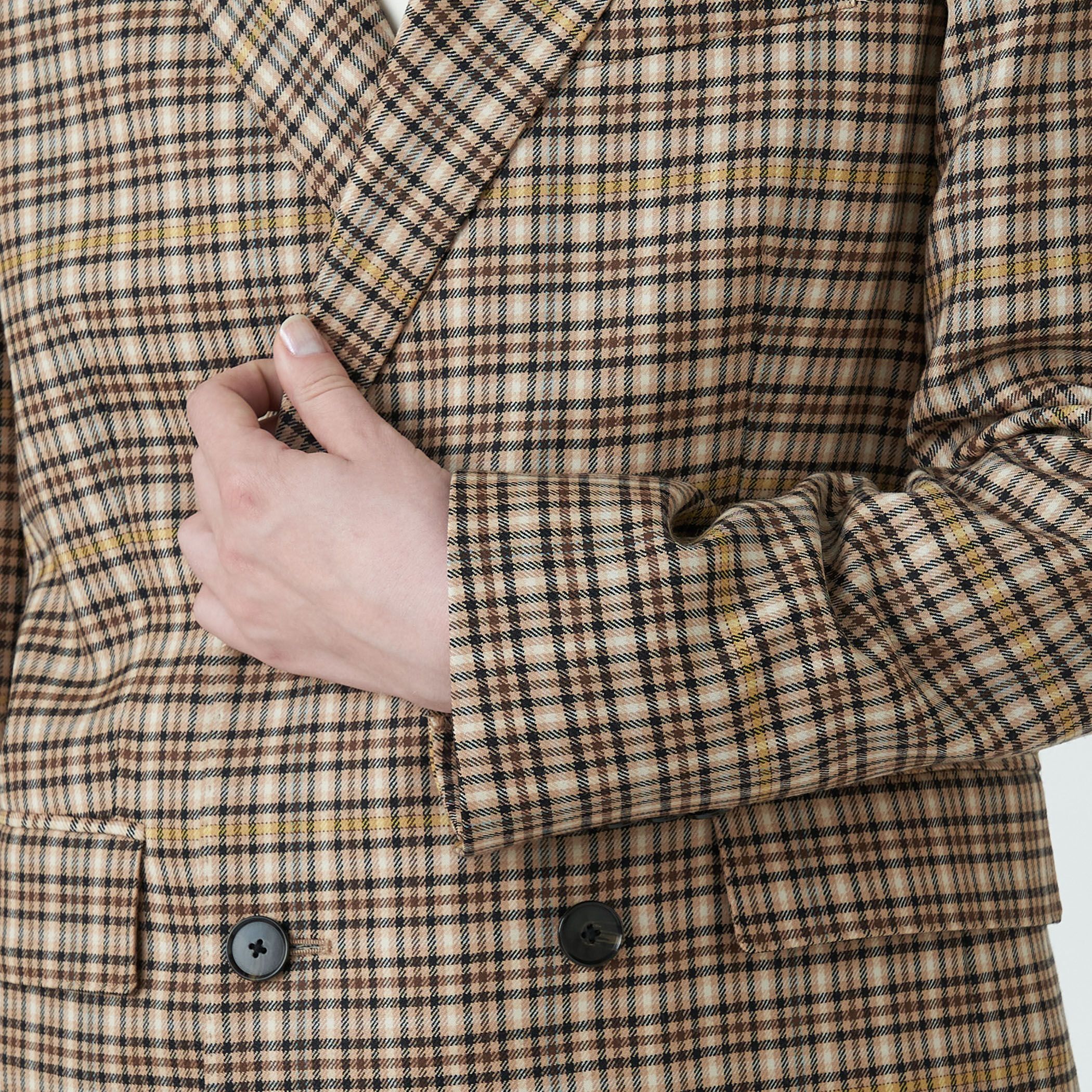 ➀オーダーサロンチェックダブルブレスト テーラードジャケットREDAウール