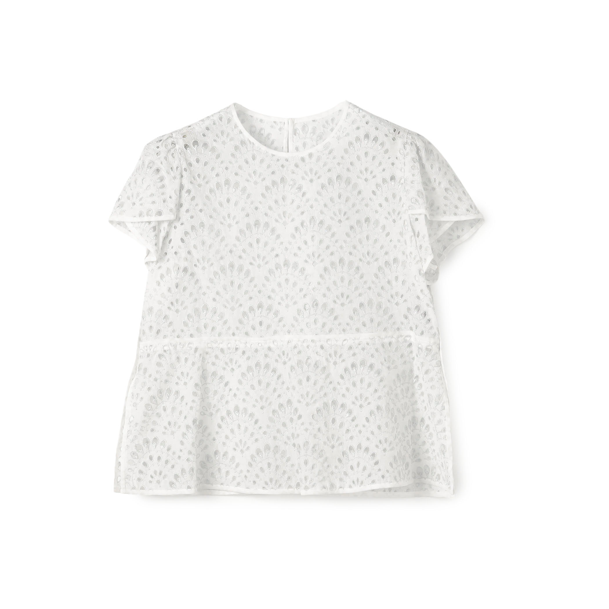 ピーコックエンブロイダリー ペタルスリーブブラウス