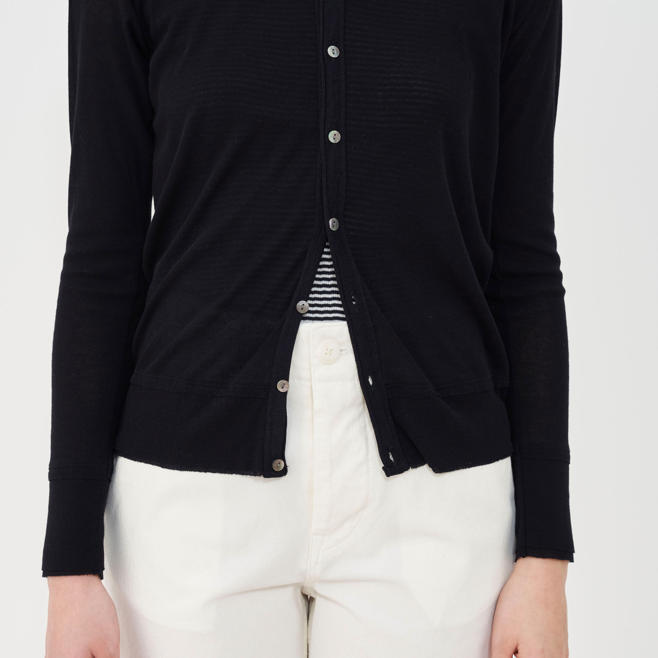 ガーゼフライスジャージー クルーネックカーディガン