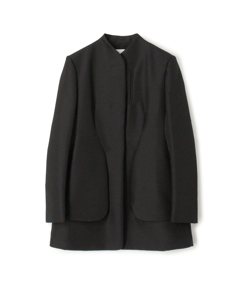 Mame Kurogouchi Silk Wool Double Cloth Stand Collar Jacket