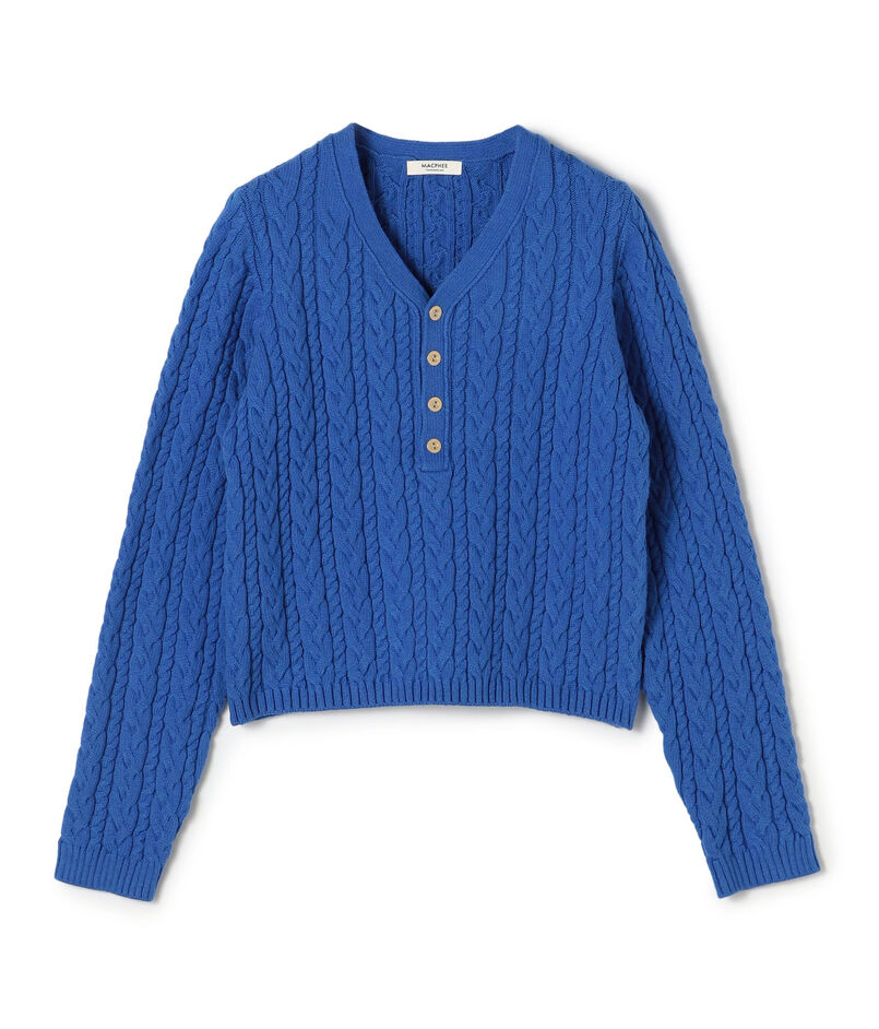 ハイブリットコットンケーブル Vネックプルオーバー