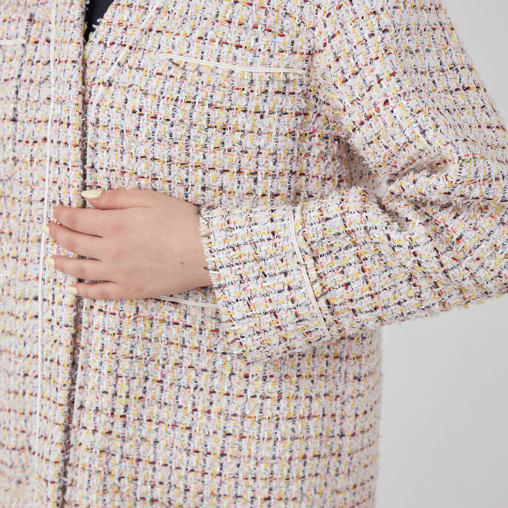 Ballsey スラブコットン ツイードジャケット トゥモローランド TOMORROWLAND｜スラブコットンツイード Vクルーネックジャケット