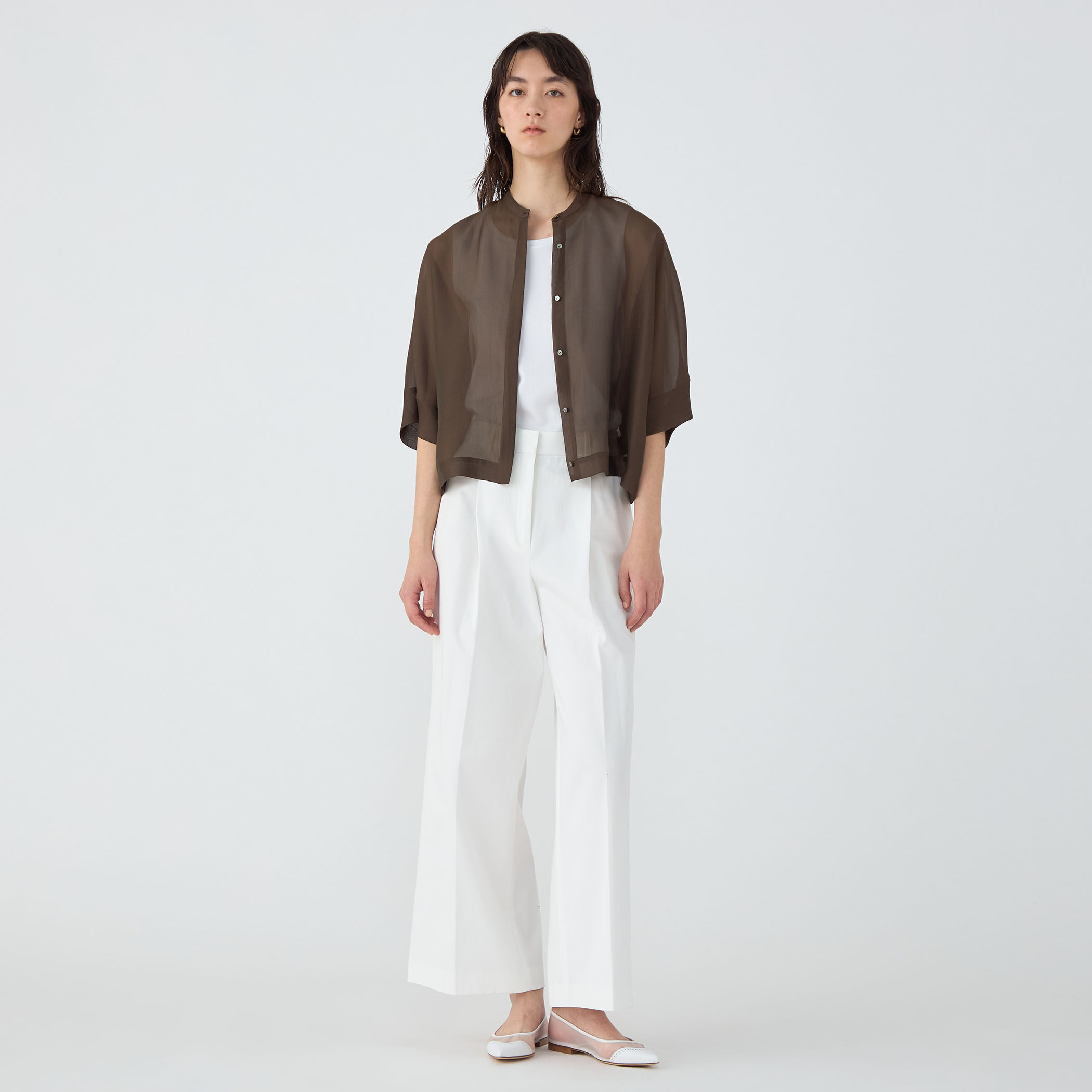 オーガンシースルーブラウス　GBEG SNIDEL｜Sustainableリボンライクオーガンシースルーブラウス